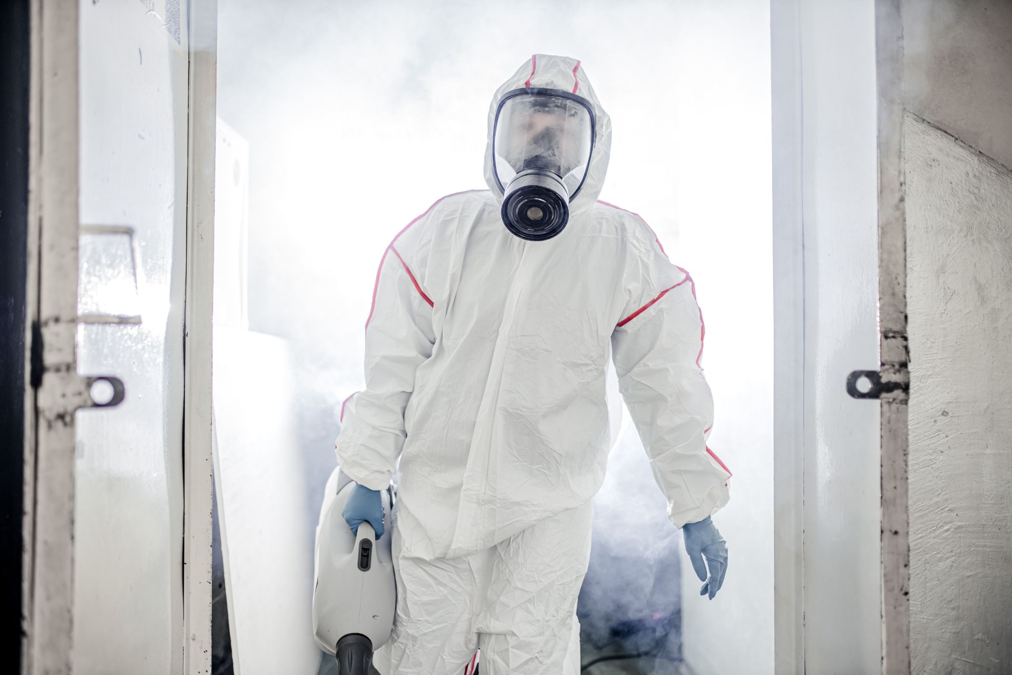disinfector use sprayers and germs that adhere on objects on the surface