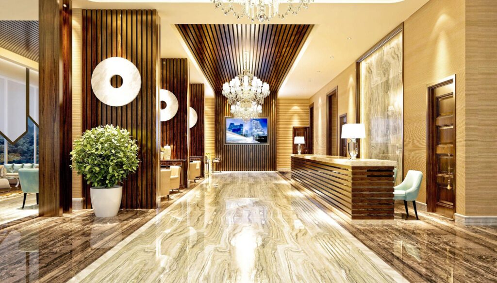 luxury hotel entrance lobby