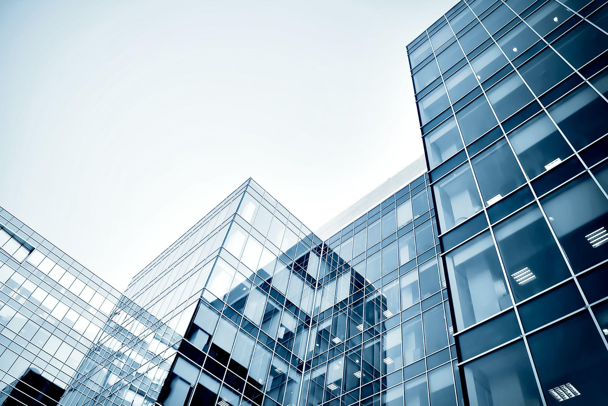 Modern blue glass building skyscrapers